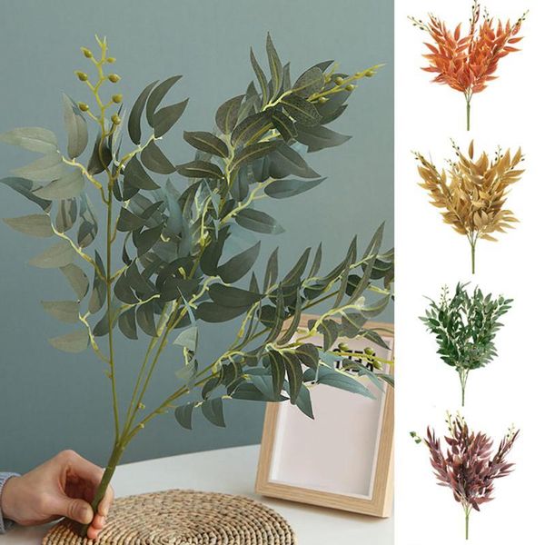 

decorative flowers & wreaths simulation willow leaves bouquet fake plants home party office garden wedding artificial foliage ornament flowe