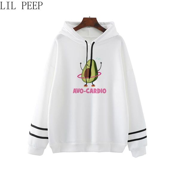 

cute avo-cardio avocado vegan plus size printed sweatshirt classic graphic woman's clothing pullover fans sweatshirt clothes, Black