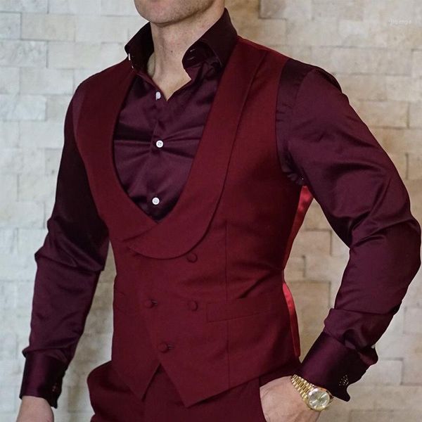 

men's vests double breased burgundy waistcoat for wedding one piece man suit with shawl lapel slim fit fashion coat arrival1, Black;white