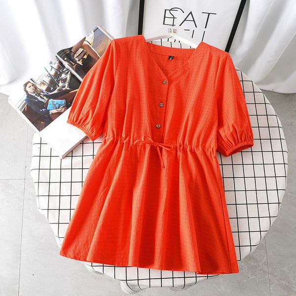 

2021 new new women summer blouses solid plus size short sleeve women camisas mujer plus size women clothing tmv3, White