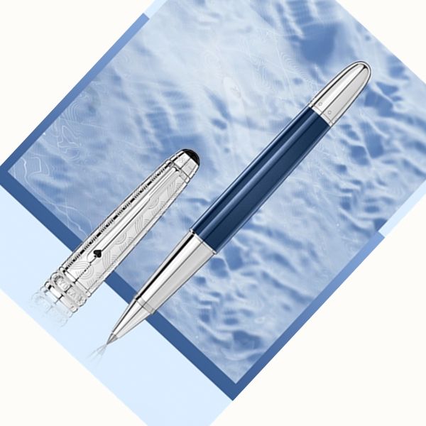 

yamalang luxury pens limited edition around the world in eighty days dark blue resin roller ball pen stationery office school supplies with, Blue;orange