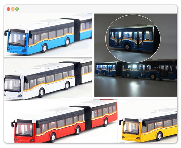 Legierung Zurückziehen Doppelbus Hohe Simulation Stadtbus Modell Spielzeug Fahrzeuge Metall Diecasts Blinkende Musikalische Spielzeugauto Kinder Geschenk LJ200930