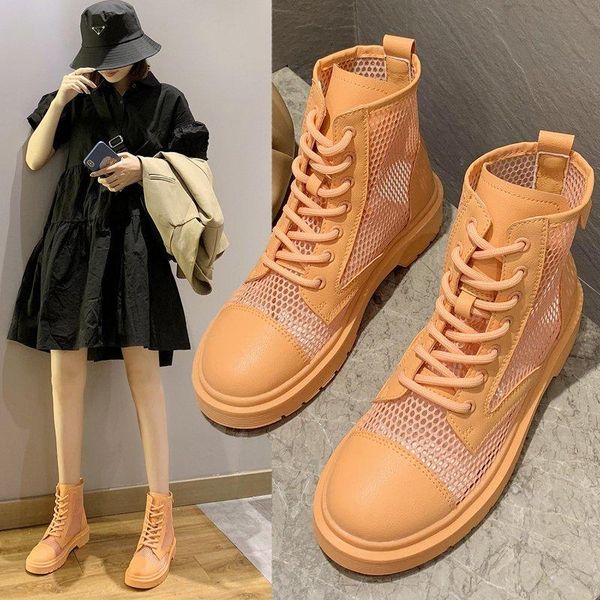 

shoes woman flat boots lace up boots-women ankle booties women round toe luxury designer low 2020 short summer rock ladies, Black