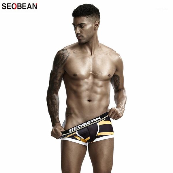

seobean new style men's underwear fashion golden line u-pouch pocket push up body builded lift buttocks boxers1, Black;white