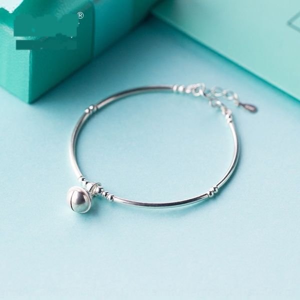 

s925 silver bell bracelet female fashion sweet pearl bell bracelet simple temperament hand jewelry s0995 ponfu, Golden;silver
