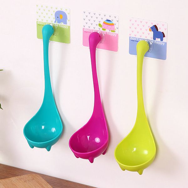 

2020 new household soup spoon environmentally friendly plastic loch ness monster soup spoon vertical long handle soup spoon
