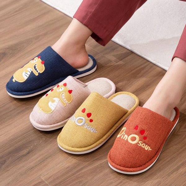 

women winter slippers ladies flat shoes dinosaur pattern home slippers slip on women shoes female 2021 new hot, Black