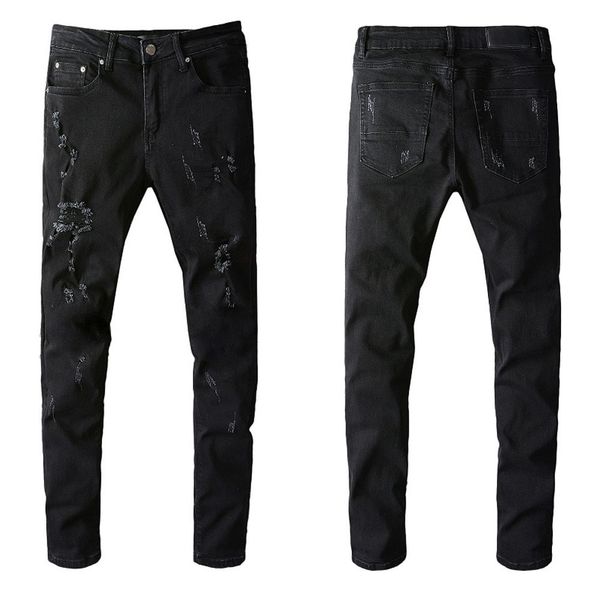 

mens jeans classic hip hop pants stylist jeans distressed ripped biker jean slim fit motorcycle denim jeans hz48, Blue