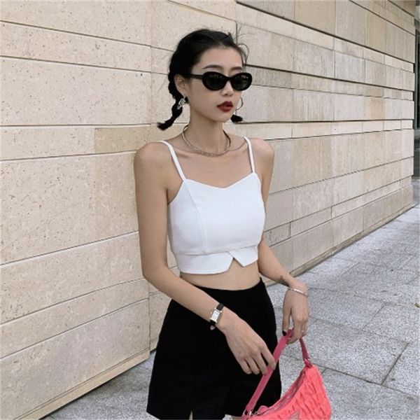 

2021 new popular suspenders women's outer waistcoat wear bottom suit short package open navel spaghetti girdle mddf, White