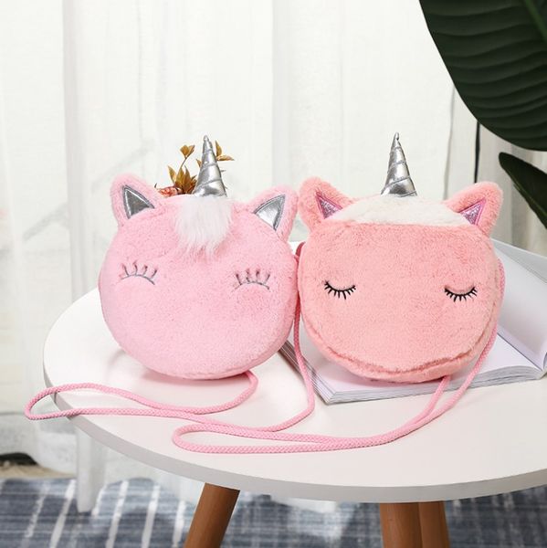 

2020 новые дети сумки cartoon cute girl unicorn личность стиль цвет волос одно плечо сумка, Black