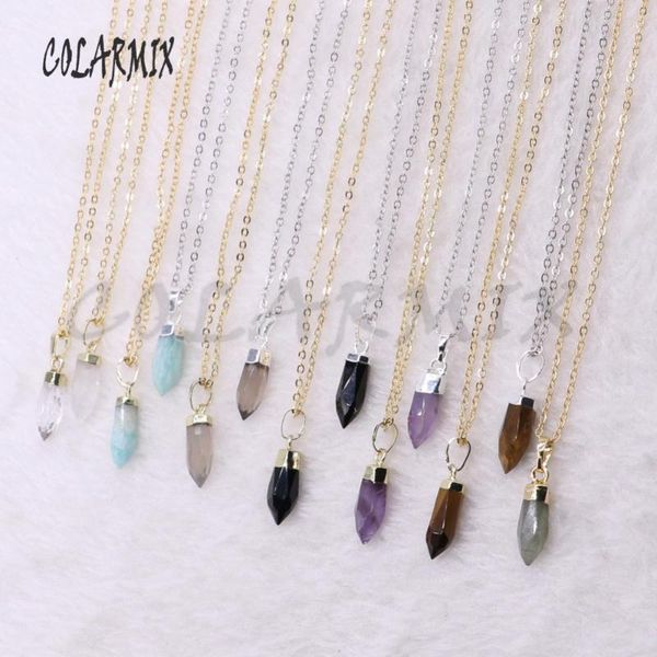 

wholesale mix color natural stone shape stone pendant necklace fashion jewelry gift for lady3922, Silver
