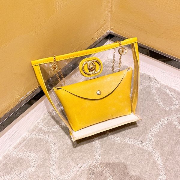 

olcc7 summer 2020 pvc transparent shoulder mother and transparent korean shoulder chain child bag women's bucket style bag x1lpo