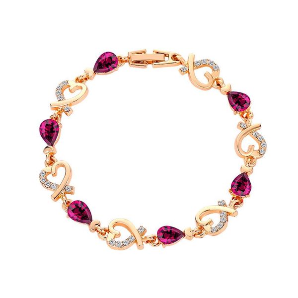 

new 5 colors beautiful bracelet for women colorful austrian crystal fashion heart chain bracelet for female gifts wholesale 2020 bbytud, Golden;silver