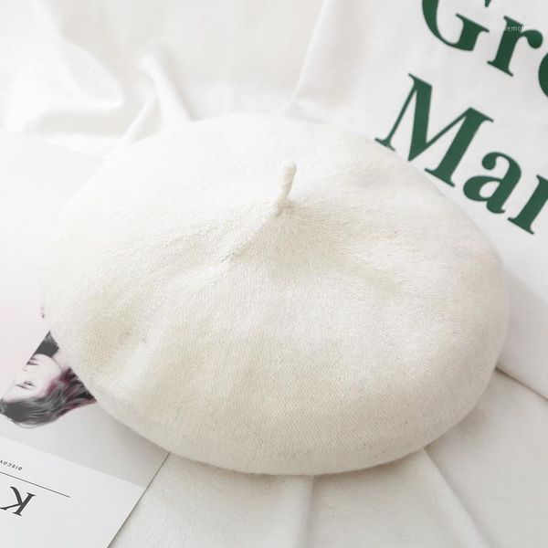 

new women wool solid color beret female bonnet caps retro cap vintage plain beret hats solid color elegant lady winter cap1, Blue;gray