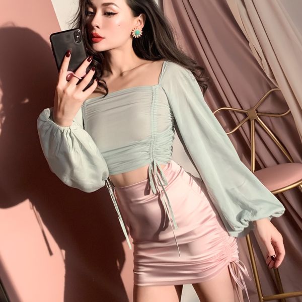 

2021 new green light manga high street women's blouses hs44, White