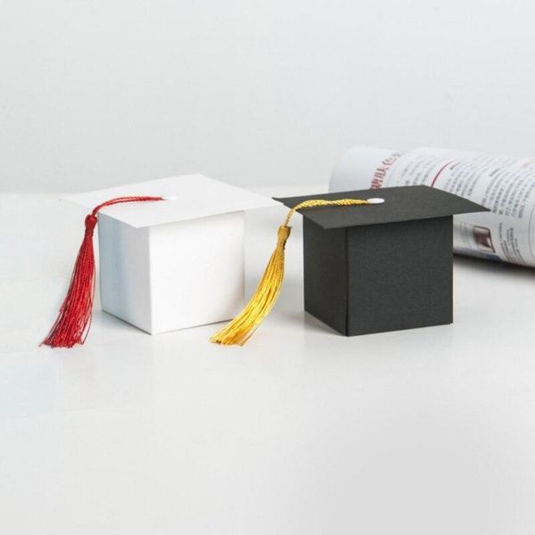

50 pieces candy boxes bachelors hat design candy gift party boxes unique bachelor's hat design for graduation-. #s1