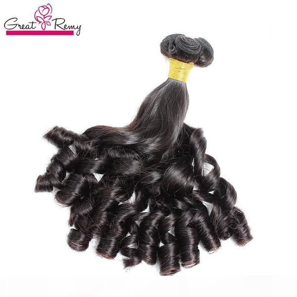 

greatremy 3pcs lot 100% brazilian virgin hair wefts aunty funmi hair extensions spiral curl natural color bouncy curls hair bundles, Black