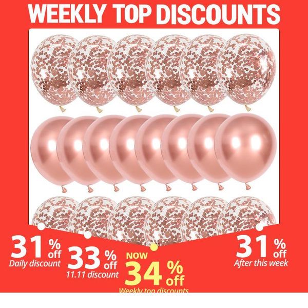 

20pcs 12inch rose gold balloons confetti chrome balloon birthday party decors wedding decorations new year decor globos bbyrdu