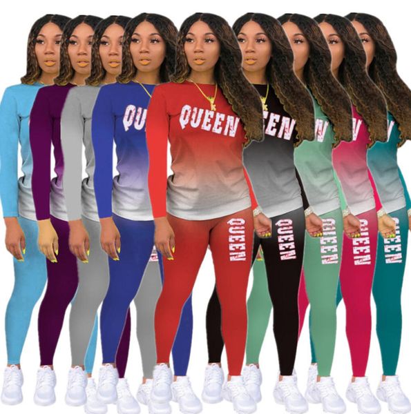 

women tracksuit desginer two piece outfits solid gradient jogging suit casual womens sweatsuits long sleeve pants plus size s-5xl, Gray