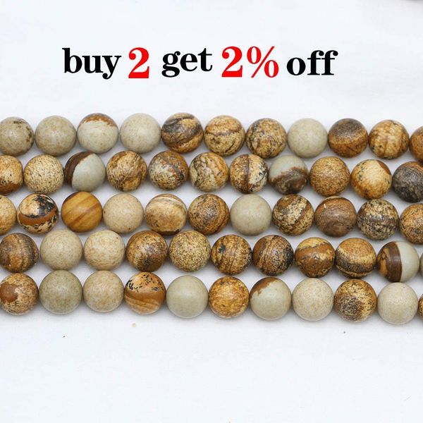 

1strand lot 4 6 8 10 12mm natural stone picture jaspers bead round loose spacer beads for jewelry making findings diy bracelet h jlllje