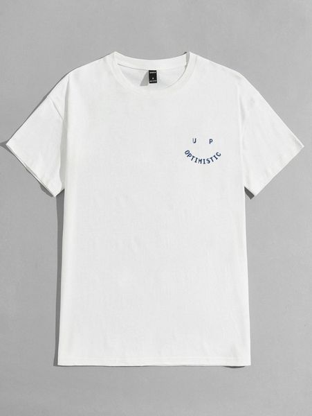 

men letter graphic drop shoulder tee w1u0#, White;black