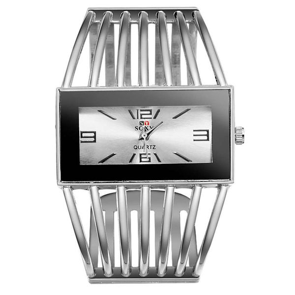 

bracelet women's new watch trend fashion versatile square dial girl's bracelet watch, Slivery;brown