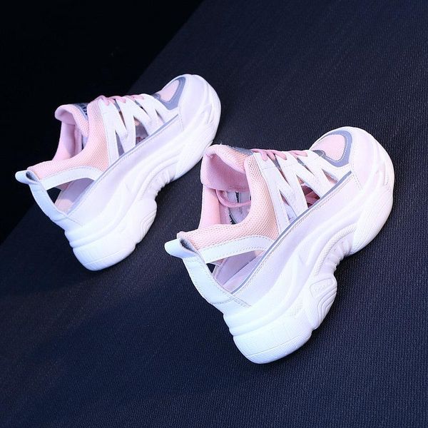 

increasing height female sandal cross-shoes beige heeled sandals strappy heels women's low shoes 2020 summer breathable ladies, Black