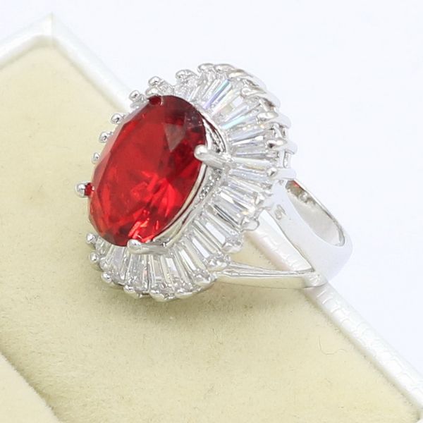 

charming red zircon silver color rings for women wedding party jewelry birthday gift