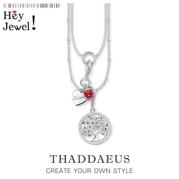 

chains charm necklace sweet heart strawberry & tree,2021 spring fashion jewelry europe 925 sterling silver romantic gift for women