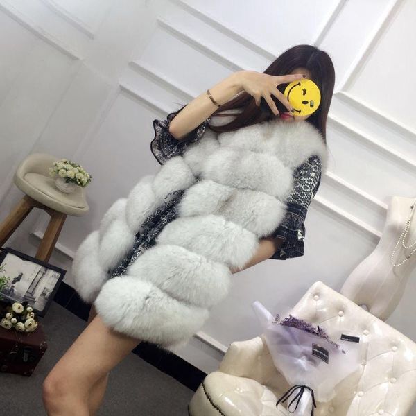 

miara.l fur fur vest female long vest cultivate one's morality show thin joker faux coat wholesale1, Black