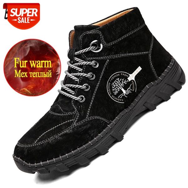 

fashion men's winter boots plush warm men's snow boots retro trend motorcycle outdoor men designer sneakers 38-48 #jp2p
