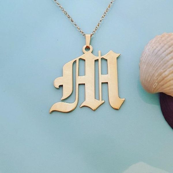 

персонализированные подвески старых английских инициалов ожерелье пользовательские письмо ожерелья для женщин на заказ золото цепи ожерелья, Silver