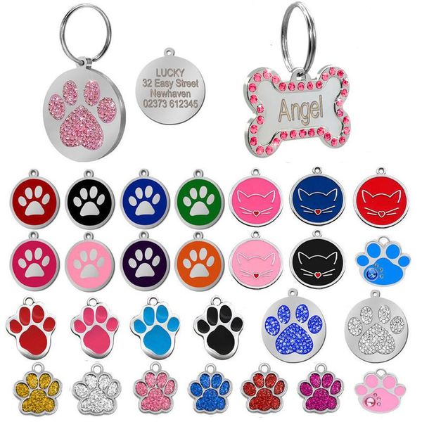 

dog tag engraved custom pet dog collar accessories personalized cat puppy id tag stainless steel bone paw name tags a wmtfad