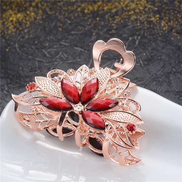 Clipes de cabelo barrettes jóias de moda cor de flor de flor de flores retrô de chapéu de cabelete de cristal shinestone acessórios de gancho de gancho senhoras do presente