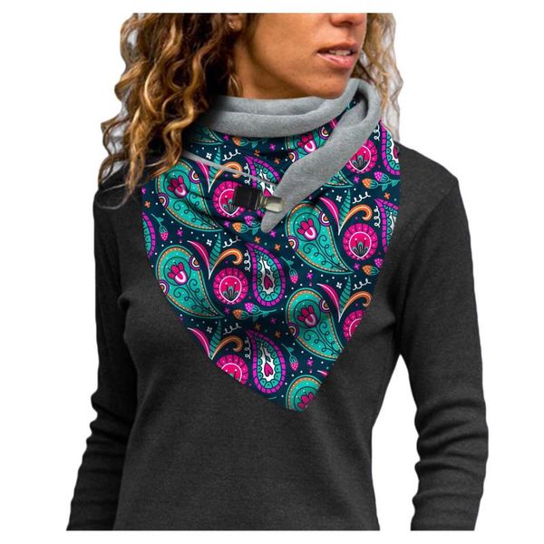 

new design casual women print scarf with clips fashion retro female multi-purpose infinity shawl scarf fashion accessories, Blue;gray