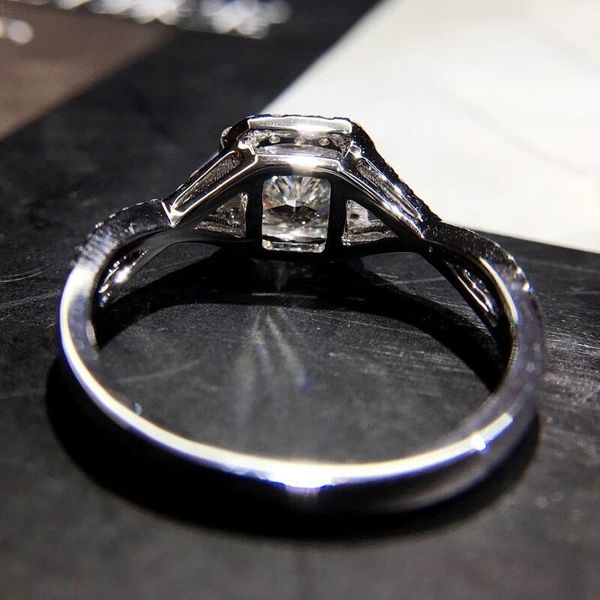 

inlayed 1.2ct fashion zircon silver color white crystal ring elegant wedding square rhinestone rings for women luxury bi, Golden;silver