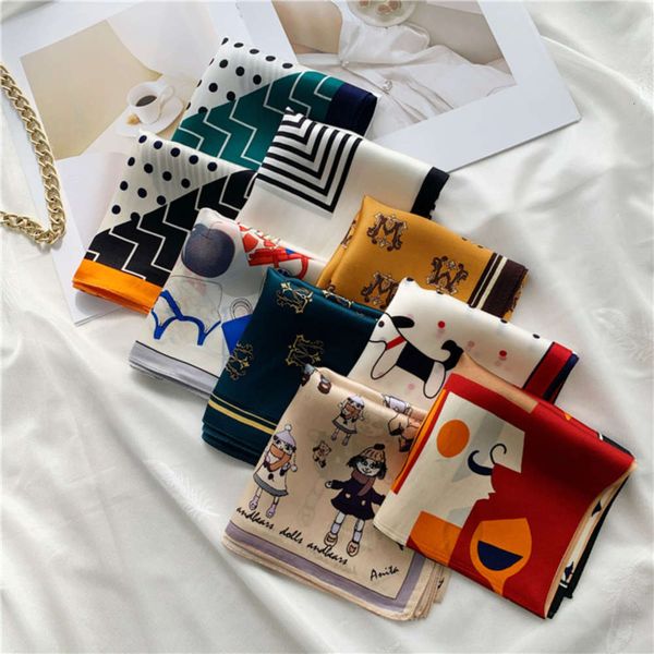 

scarf small square hangzhou for silk women in spring and autumn, Red;brown