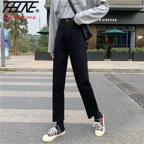

women's jeans thhone mom pants fashion high waist denim black women casual trousers female pantalones vaqueros mujer, Blue