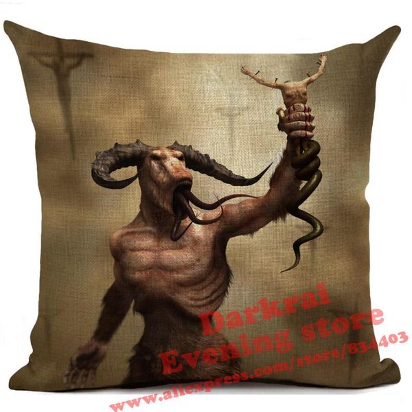 

room cover 45x45cm pillows pattern horror satan devil halloween pillowcase goat living cushion sofa decorative throw bbydlz lipper