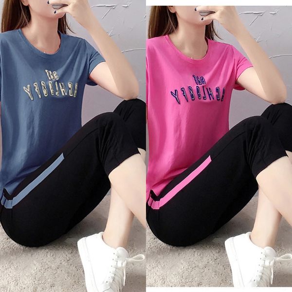 

2gowk 2020 рукава большого размера вскользь лето clothingl свободных спортивный костюма женского корейский новый стиль одежда короткое лето, Gray