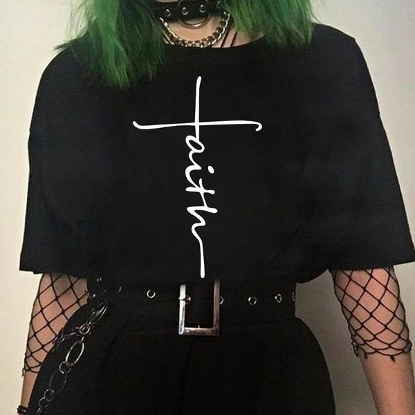 

abstract simple letter print t shirt women casual funny harajuku black t-shirt short sleeve round neck tee, White