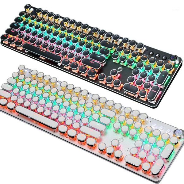 

keyboards gaming mechanical keyboard, metal panel,led backlit,usb wired,typewriter-style round keycaps,for lapdeskpc1