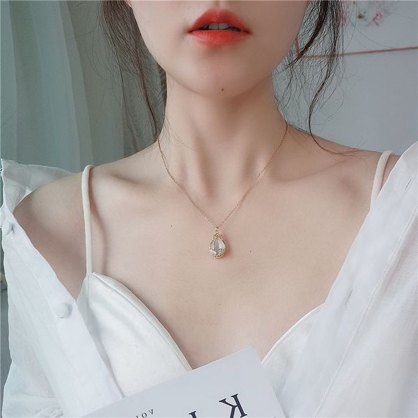 

tulips pendants flower fashionrjtmjewelry necklaces cat titanium steel eye gem crystal long necklace for women christmas giftf9i7