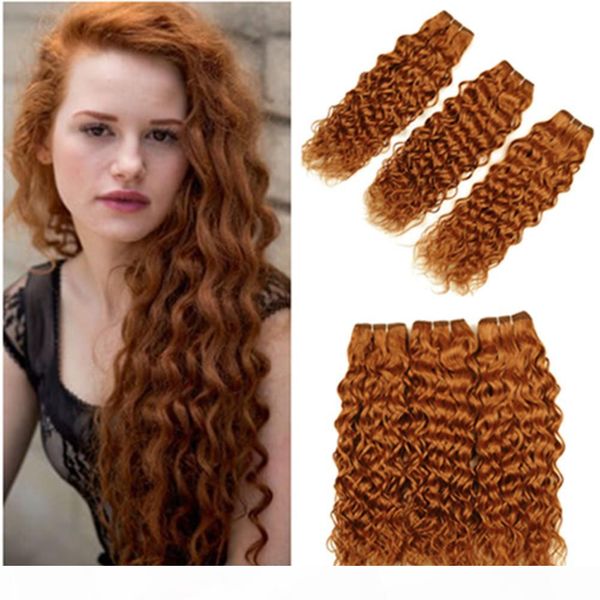 

medium auburn malaysian human hair wet and wavy 3 bundles lot pure 30 light brown water wave human hair weave extensions double wefts, Black;brown