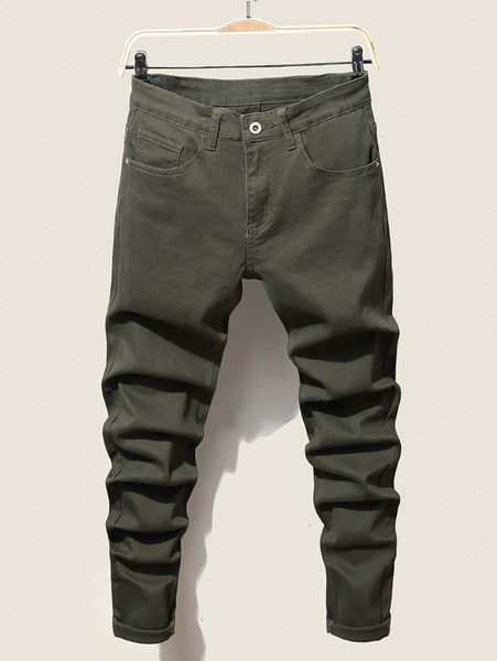 

men solid tapered jeans 885b#, Blue