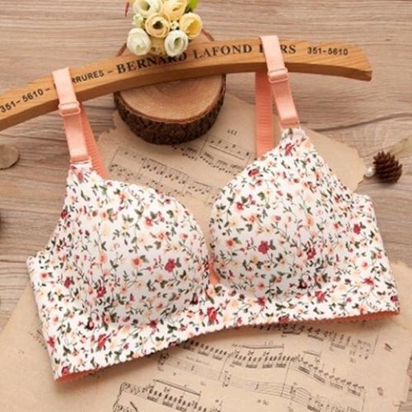 

bras for women pink print lingerie seamless 3/4 cup bra push up bralette wireless brassiere female underwear intimates, Red;black