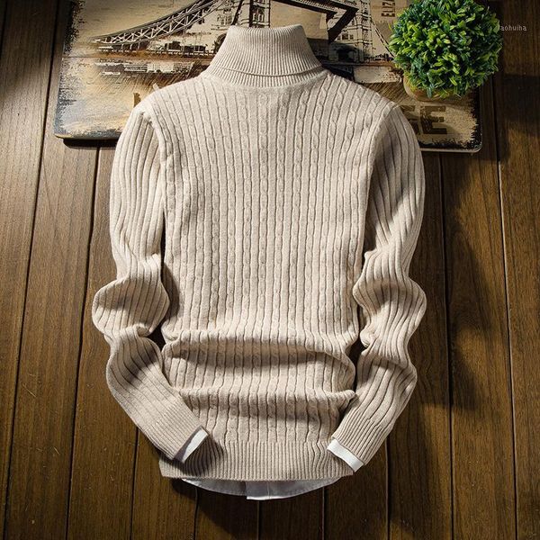 

men's high collar pullover stretch tight solid color knitted sweater autumn and winter warm slim men's bottoming sweater s-2xl1, White;black