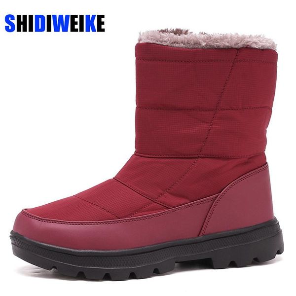 

2020 new women boots winter snow boots waterproof warm plush ankle for women winter shoes woman booties female 42, Black