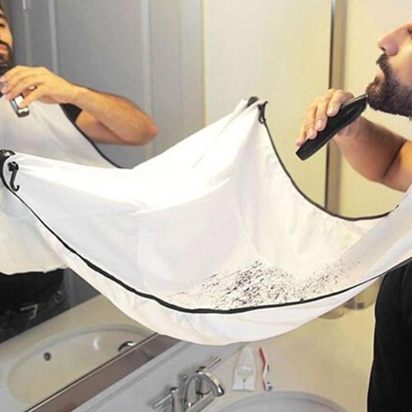 

aprons man bathroom apron hair shave for waterproof floral cloth household black and white beard cleaning protecter