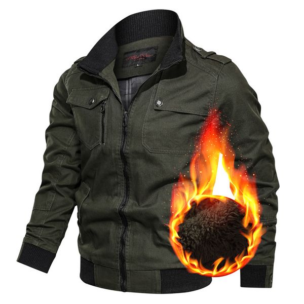 

2020 winter military men bomber jacket therm casual mens thick fleece army tactical coat fur collar windbreaker jackets clothing x1025, Black;brown